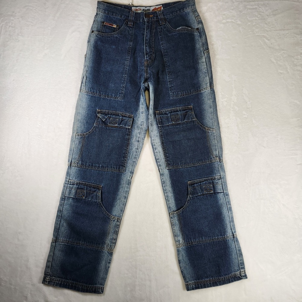 Torch Jeans Womens Utility Carpenter Denim Patch Pocket‎ Jeans Sz 32x30 Y2K